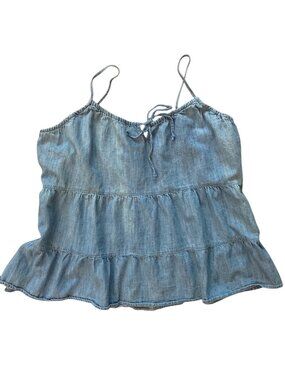 Women's OLD NAVY Tiered Swing Cami Tank Top CHAMBRAY BLUE Size Large Tall
